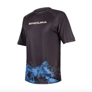 Triko Endura Singletrack Print Mountains LTD, modré
